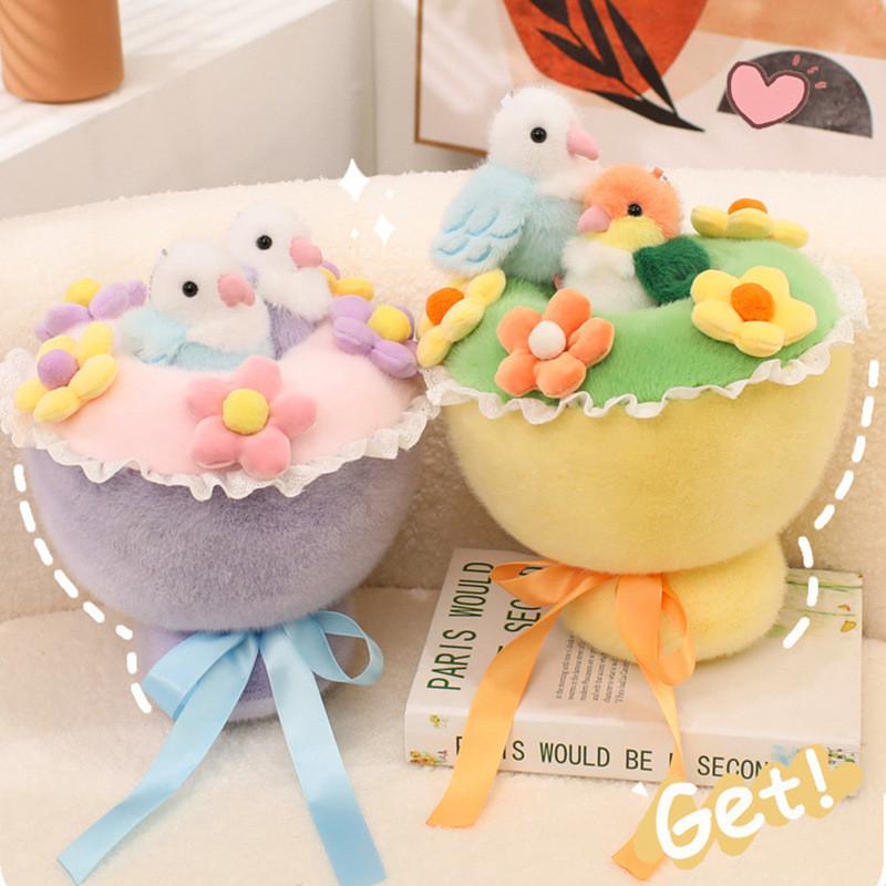 Jouet Peluche Bouquet d'Oiseaux Support Magnétique pour Épaule Pigeons Perroquets Cadeau Pour Femmes
