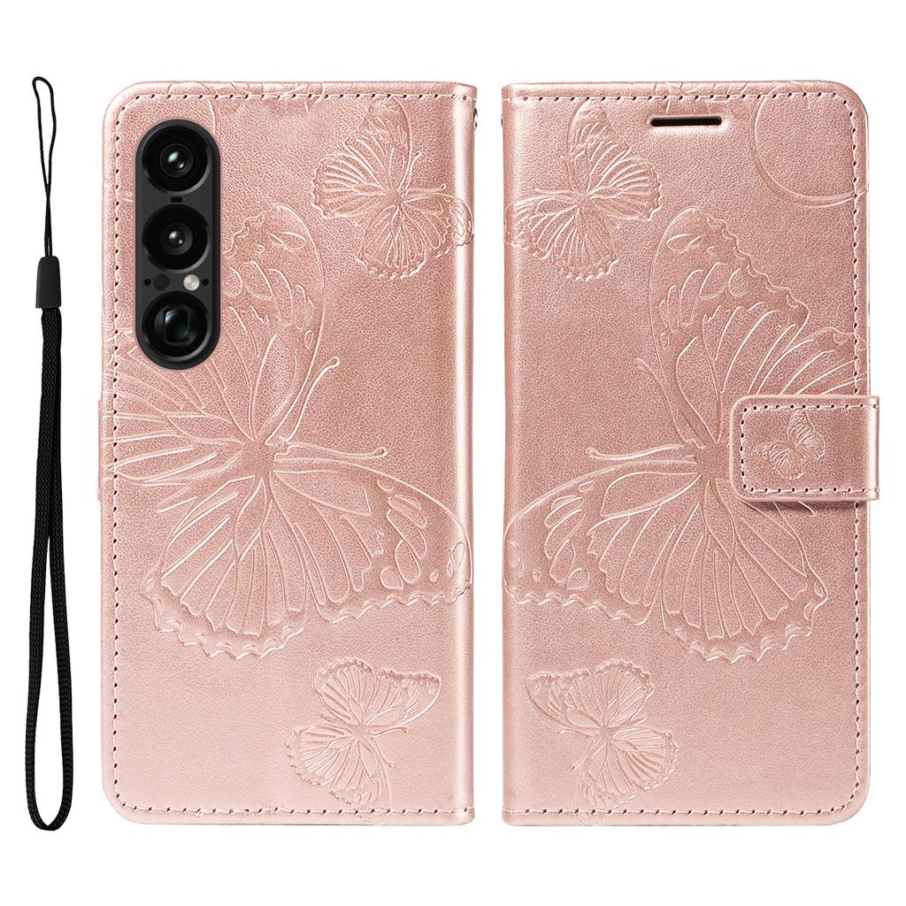 For Sony Xperia 1 VII Wallet Case Floral Butterfly Imprinted Leather Phone Cover Stand