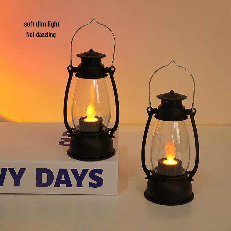 Retro Swing LED Candle Hurricane Lamp - Bedside Night Light & Decorative Atmosphere Ornament