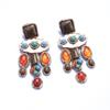 Baroque Luxury Vintage Mixed Gemstone Earrings, Geometric Pendant Dangle Earrings For Women