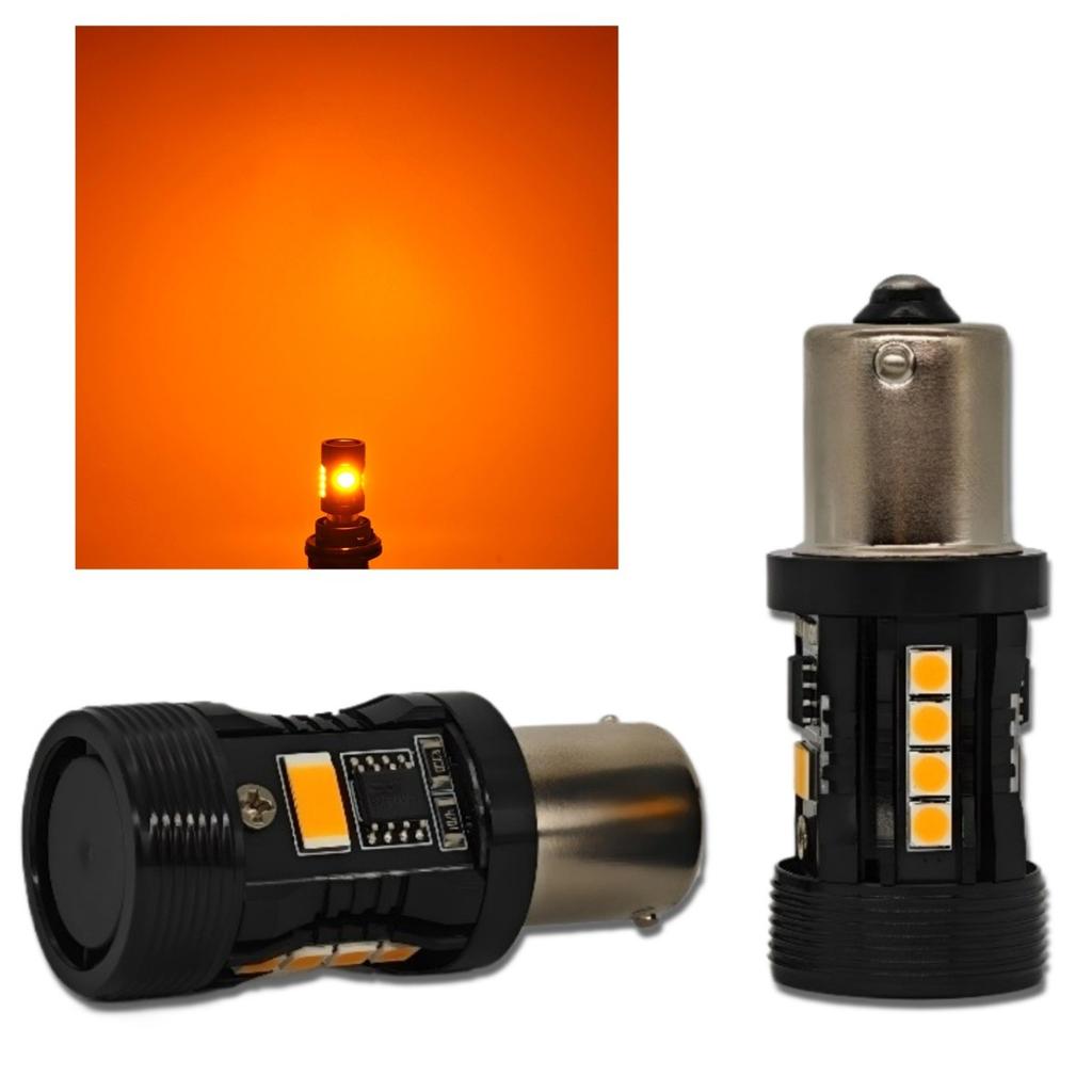2 st P21W LED-lampa BA15S 12V inget fel, orange Off-Road