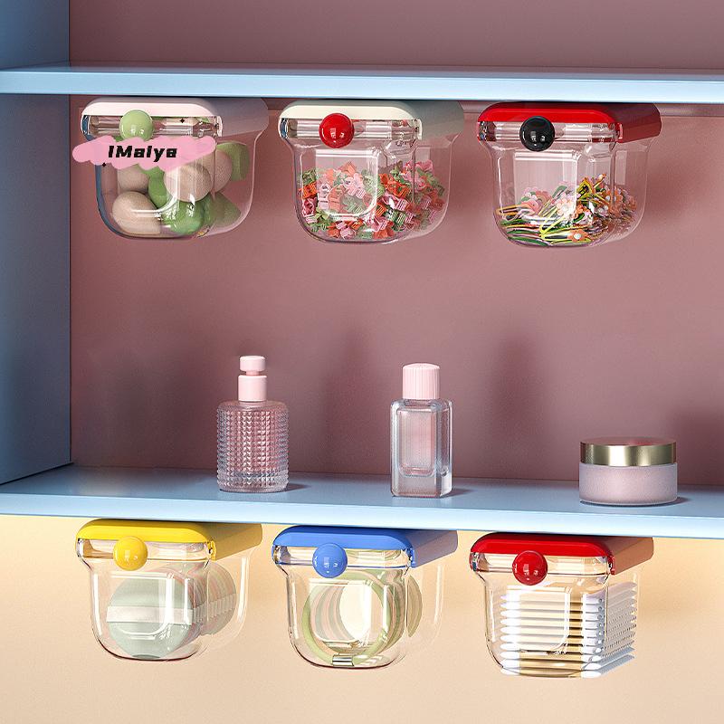 Transparent Bathroom Cotton Stick & Makeup Storage Box Pull-Out Drawer Style Bedroom Mirror Cabinet Organizer