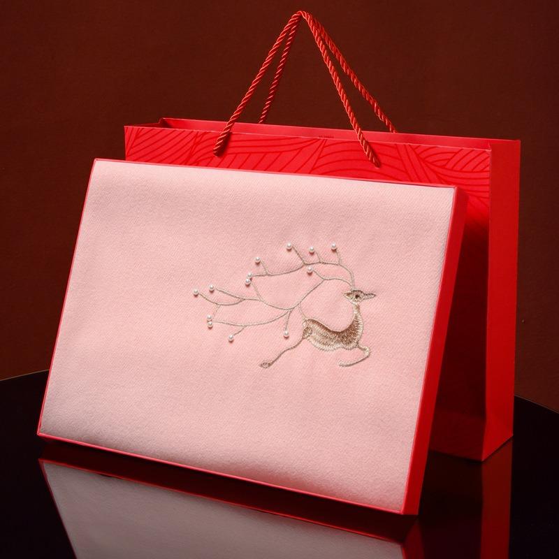 Embroidered deer imitation cashmere scarf women's winter shawl pink shawl new outer birthday gift