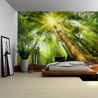 Beautiful Forest Tapestry Mist Jungle Landscape Wall Hanging Bohemian Fabric Decorative Carpet Home Room Background Poster