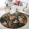 Kittens in Flowers Round Area Rug,Carpet Rug for Living Room Bedroom Sofa Playroom Decor,Non-slip Floor Mat