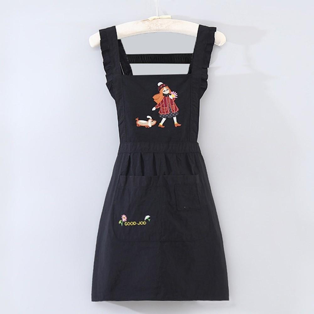 Cartoon Kitchen Apron Princess Style Anti-fouling Cooking Baking Bibs Cross Back Waterproof Restaurant Uniform for Women