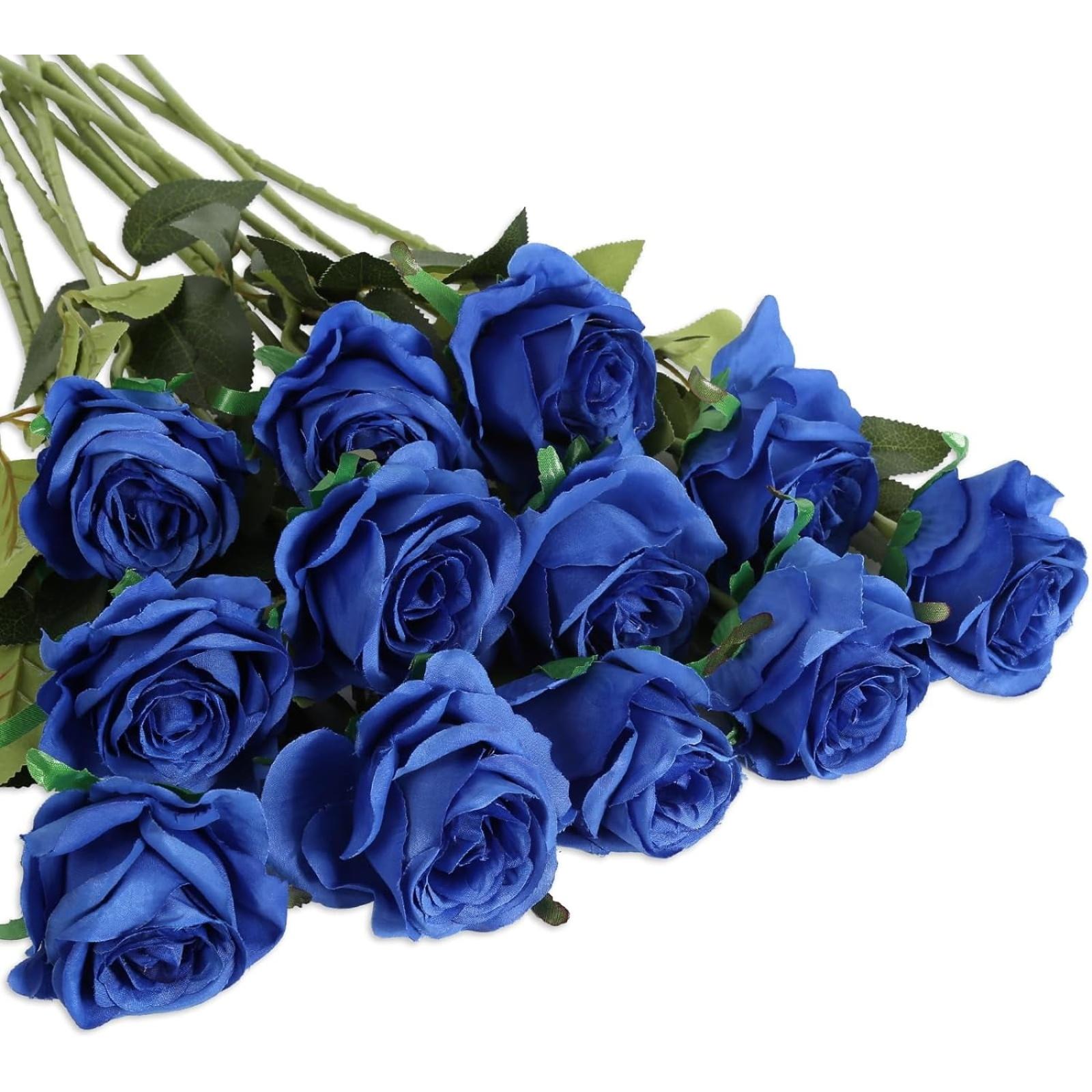 

32-Pcs Blue Artificial Roses (Long Stem) One Size