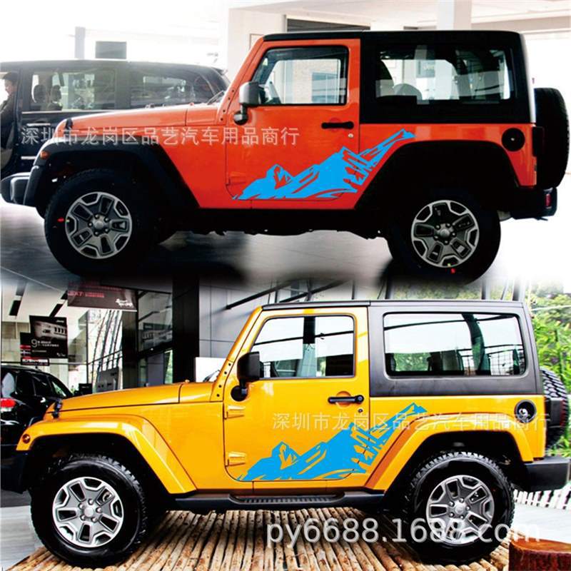 Jeep Wrangler SUV Schneebirge Grafik Seitenschweller Aufkleber D-851