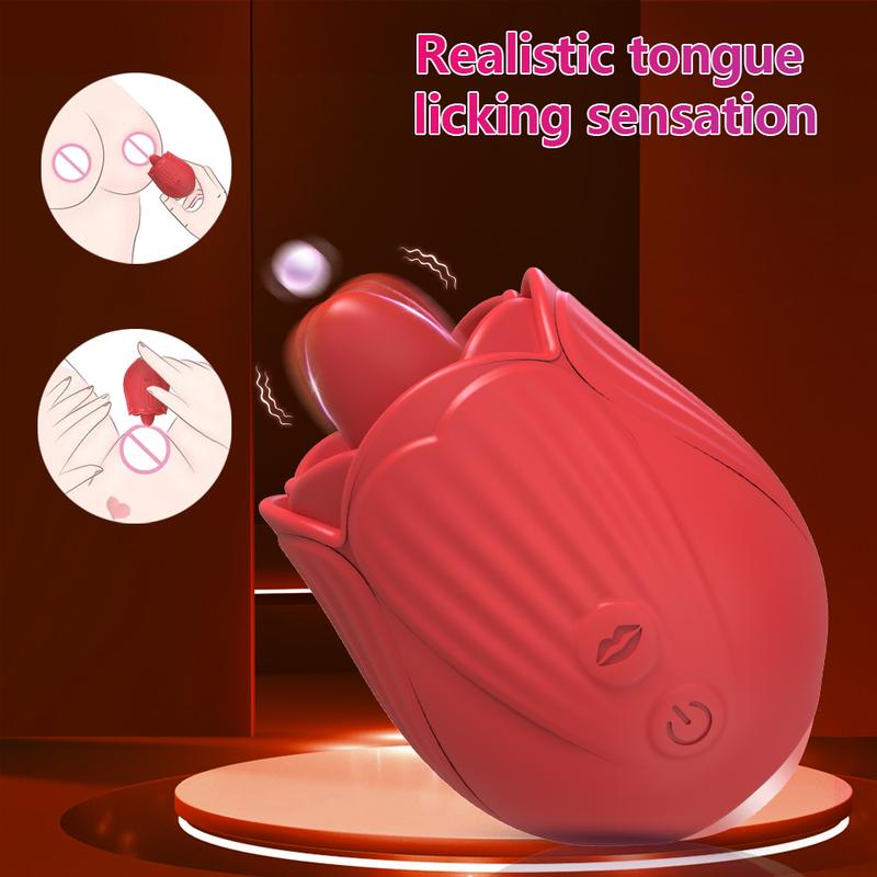 Rose-Clitoral Licking Tongue G Spot Vibrator Clitoris Nipple Anal Stimulator for Women Licker Vibrators Adult Sex Toys Female 18