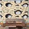 Cute Cartoon Penguins with Geometric Patterns Pattern Wall Hanging Tapestry Decorative Tapestry Home Decor for Bedroom and Living Room