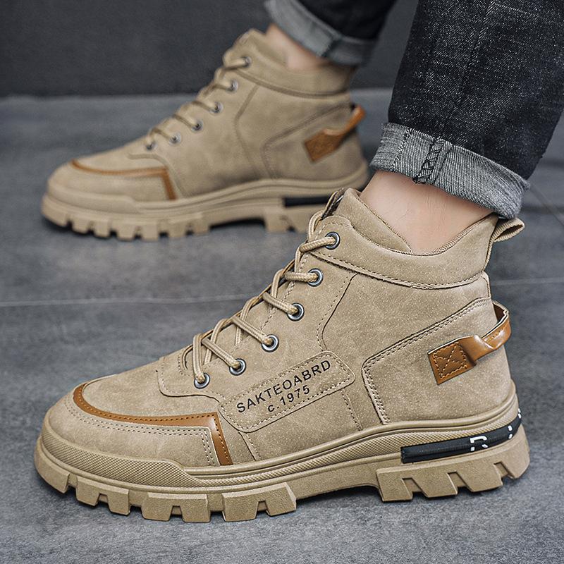 2025 Autumn New Men's Martin Boots British Style Tooling Boots Korean Version Fashion Hiking Shoes Trendy Men's Shoes