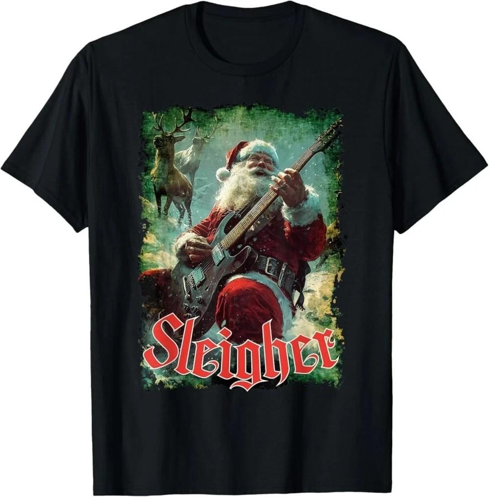 Santa Claus Guitar Sleigher, Funny Rock Music, Christmas T-Shirt, HS261 Unisex T-Shirt XXL