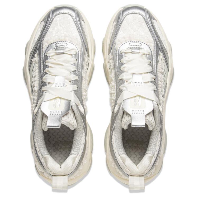 New LiNing Anti-Slip And Wear-Resistant Coverage Low-Top Casual Shoes Women's Silver White AZGV012-13