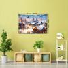 Christmas Village Scene Tapestry – Woven Polyester Fabric Wall Hanging, 90g Brushed Fabric, Animal Theme Graphic Tapestry, Portrait Orientation, No E