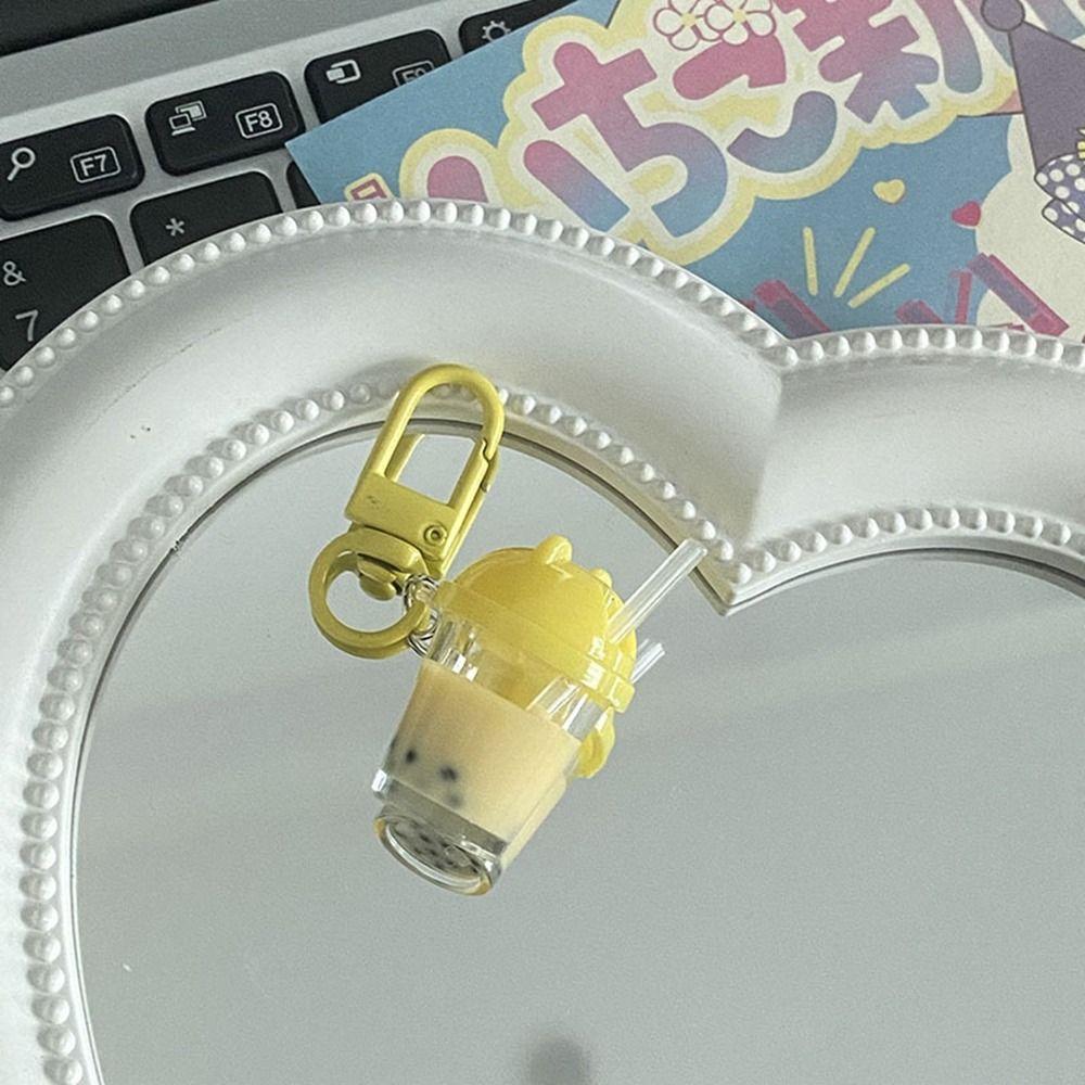 Car Keychains Mini Pearl Milk Tea Keychain Jewelry Accessories Resin Keychain Student