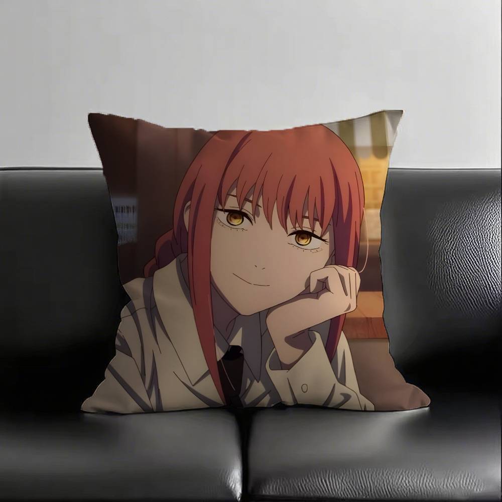 1pc Anime Chainsaw Man Makima Pillow Case Fashion Square Pillowcase Bedroom Sofa Room Ins Decoration Leisure