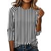 Damen Mode Lässig Bequem Raglanärmel Rundhals Dreiviertelärmel Gestreiftes Muster Pullover T-Shirt Oberteil