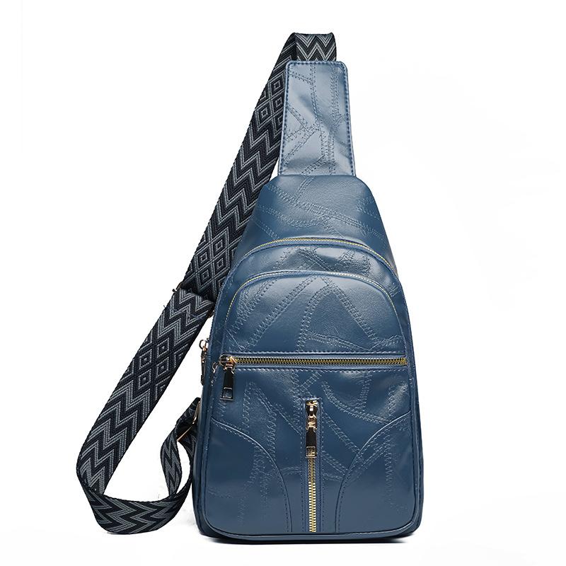 

Повседневная сумка-мессенджер из мягкой кожи в стиле пэчворк, модный тренд, большая вместимость, простая наплечная сумка, женская универсальная нагрудная сумка синий