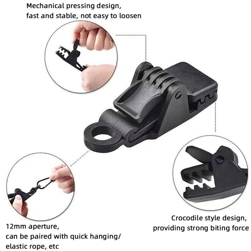 Sturdy Heavy Duty Tent Clips Outdoor Tarpaulin Clamps, Anti-wind Fixed Tent Reinforced Tarp Clips Hook for Outdoor Food Sealing