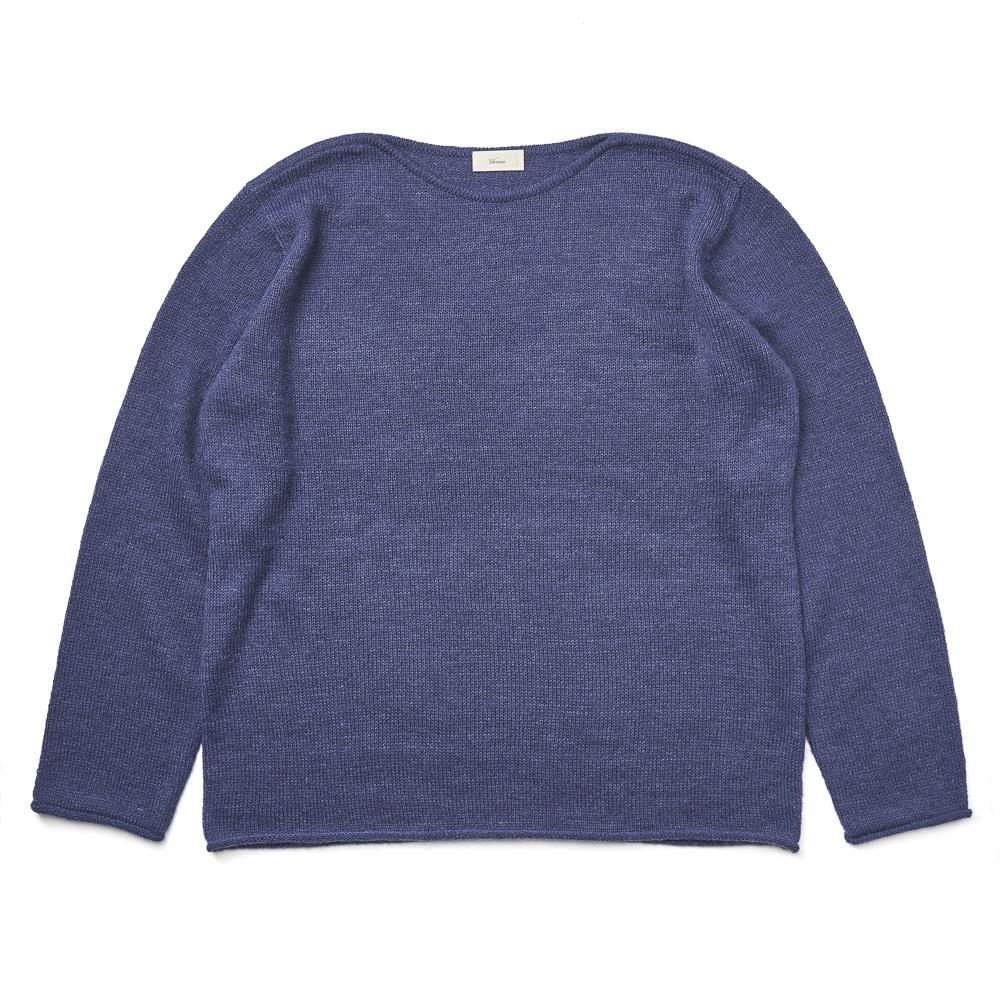 Berno [Casual] Alpaca Piping Crew-Neck Knit Blue L