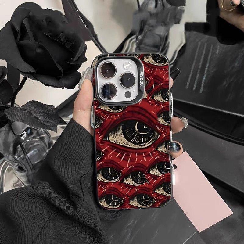 Ürkütücü Korkunç Kırmızı Göz Desenli Yumuşak Telefon Kılıfı iPhone 16 15 14 12 11 13 Pro Max 14Plus 12 13 Mini 7 8 Plus X XS Max XR Arka Kapak