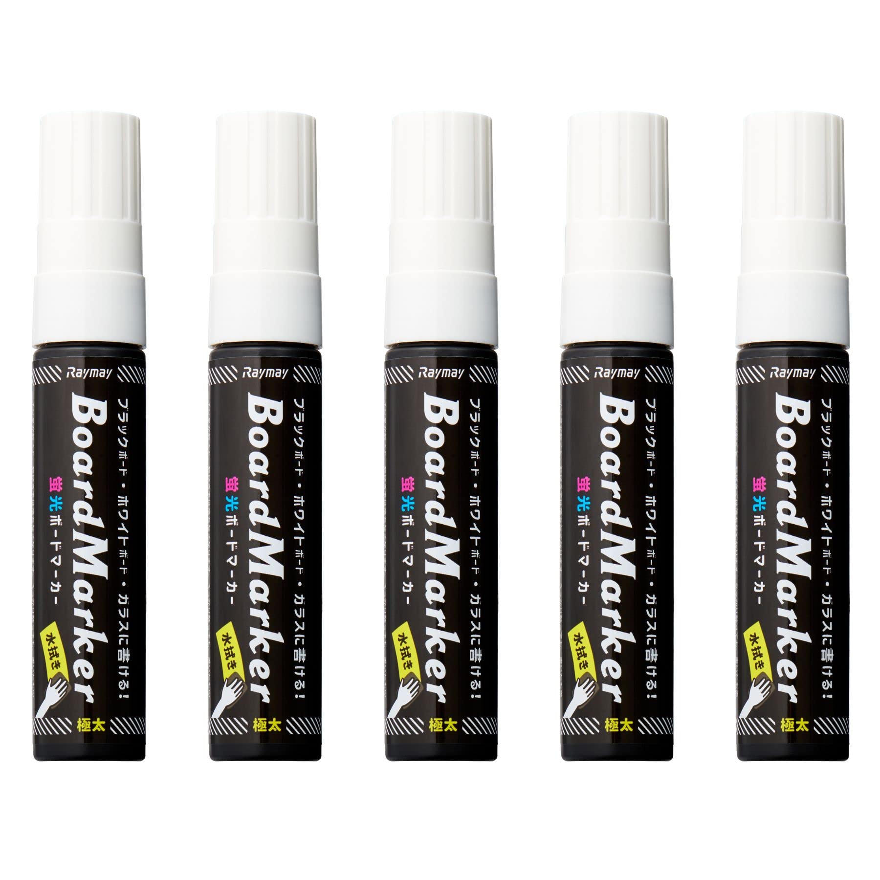 

Raymay Fujii Chalkboard Extra Set of Product Number 220659 Markers, Fluorescent, Thick, LBM1048W, 5, White, белый