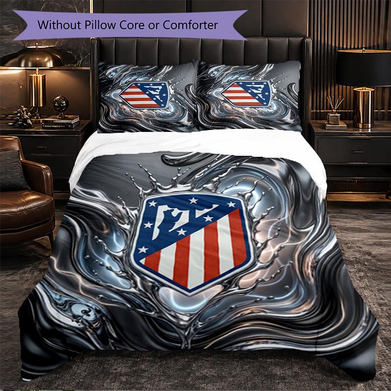 Set Lenzuola Atletico Madrid Modello 3 Pezzi Morbida Copripiumino in Microfibra con Federe per Camera da Letto