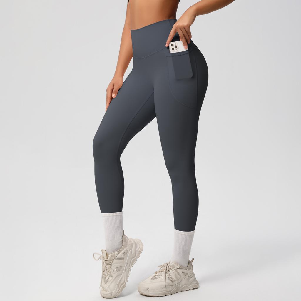 New solid color double-sided abraded tight-fitting high-waisted high-elastic breathable yoga pants sports running fitness yoga clothes