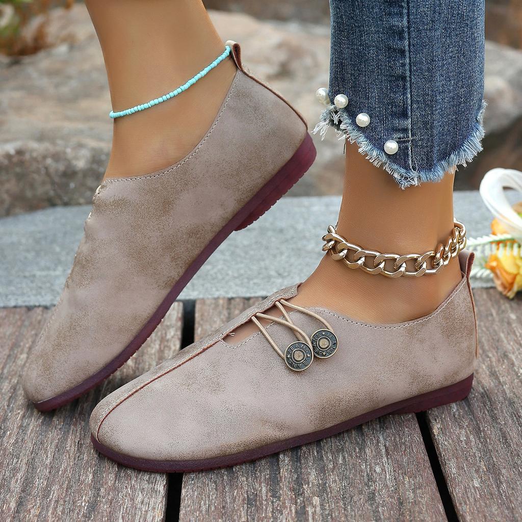 New women's shoes flat-soled mother shoes buckle decoration solid color soft-soled single shoes women's middle-aged and old women's shoes