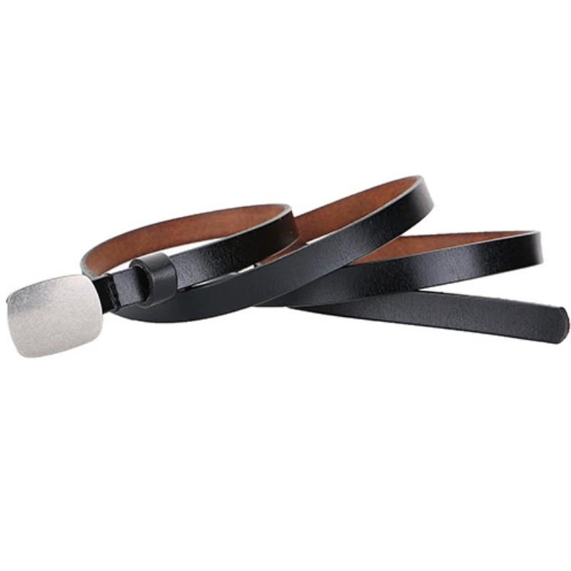 Classic Leather Belt For Women With Alloy Buckle And Slim Design For Casual Dresses