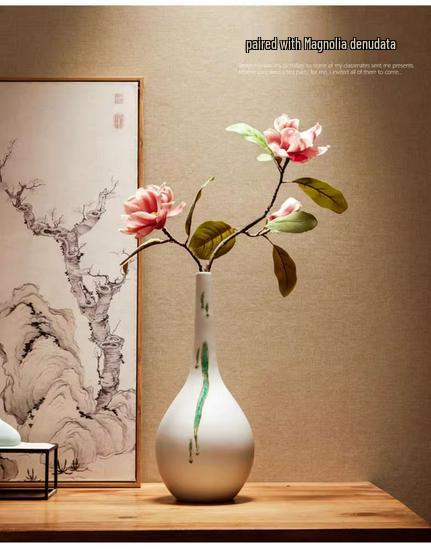Zen Dried Flowers Vase Ornament for Dining Table, Entrance Hall, Living Room, or TV Cabinet