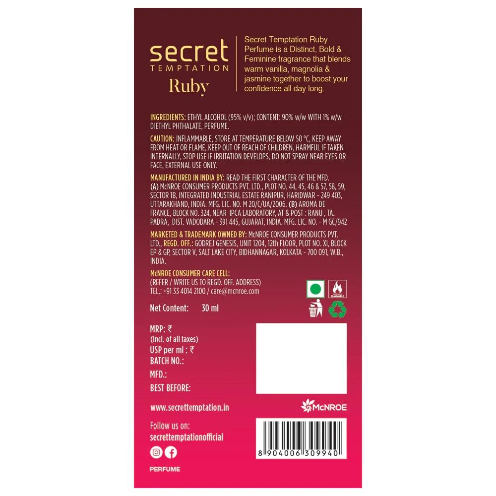 Set of Perfume Water Ruby and Daisy (2 X 30 Ml), Ruby and Daisy Eau De Parfum Set, Secret Temptation