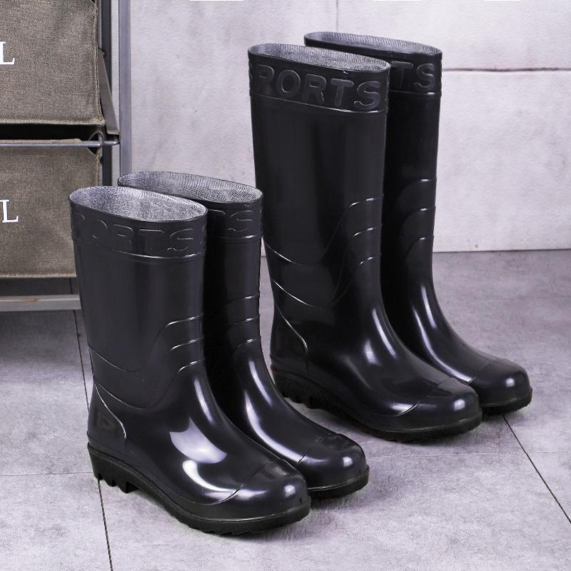 Wear-resistant beef tendon sole rain shoes men's anti-skid high rain boots with cotton to keep warm