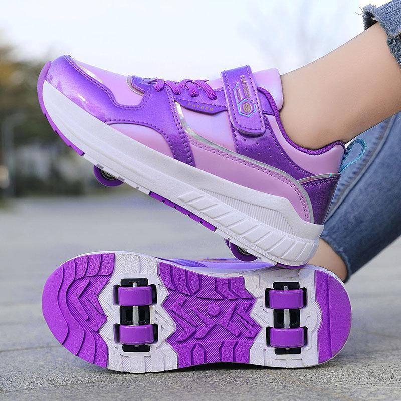 Kids 4-Wheel Roller Skates Shoes New Sneakers For Boy and Girls Outdoor sport Skating Skates Shoes With Wheels
