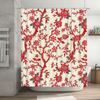 Red Floral Shower Curtain Red Flower Print Home Decor Bathroom Decoration Waterproof Shower Curtain 36x72in/90X183cm (White Back