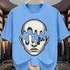 Unisexs 100 Cotton Tshirt With Melting Face Surreal Art Print Casual Fashion Street Style Top