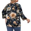 Hauts imprimés pour femmes à col rond grande taille manches 3/4 chemisiers élégants