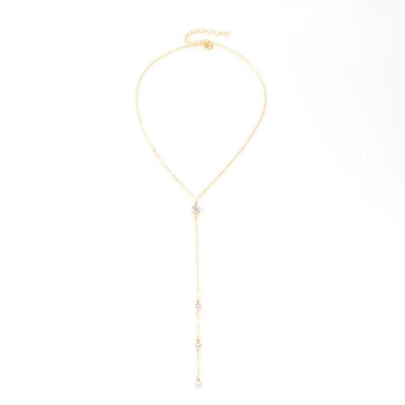 Zircon Water Droplet Tassel Necklace, High-end Temperament Collarbone Chain, Fashionable Niche Personality Versatile Necklace
