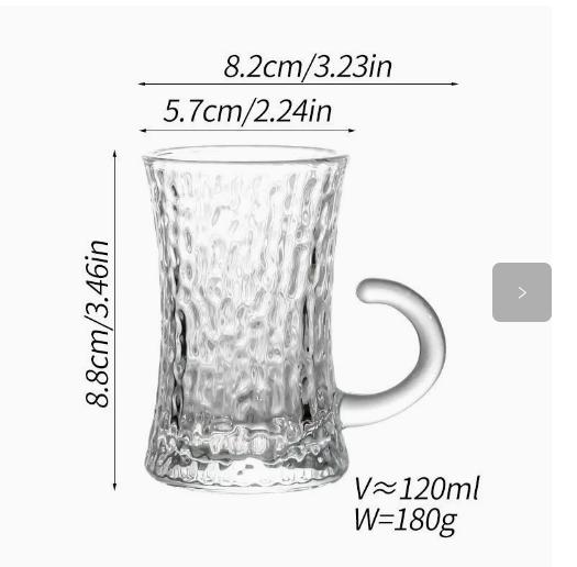 Turkish Coffee Glass Cup Set European Style Textured Glass Handle Small Capacity 120ml Durable Heat Resistant Beverage Drinkware One Size