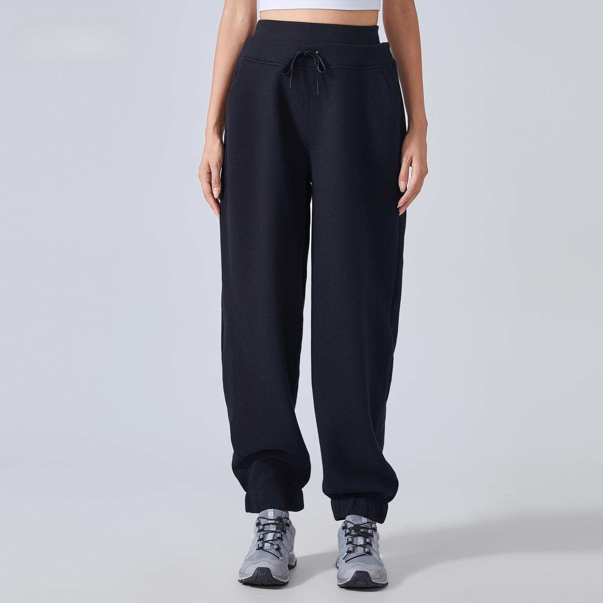 

Спортивные спортивные штаны для женщин на осень и зиму, новые свободные завязывающиеся штаны из бархата, универсальные брюки с высокой талией, узкие повседневные брюки 12