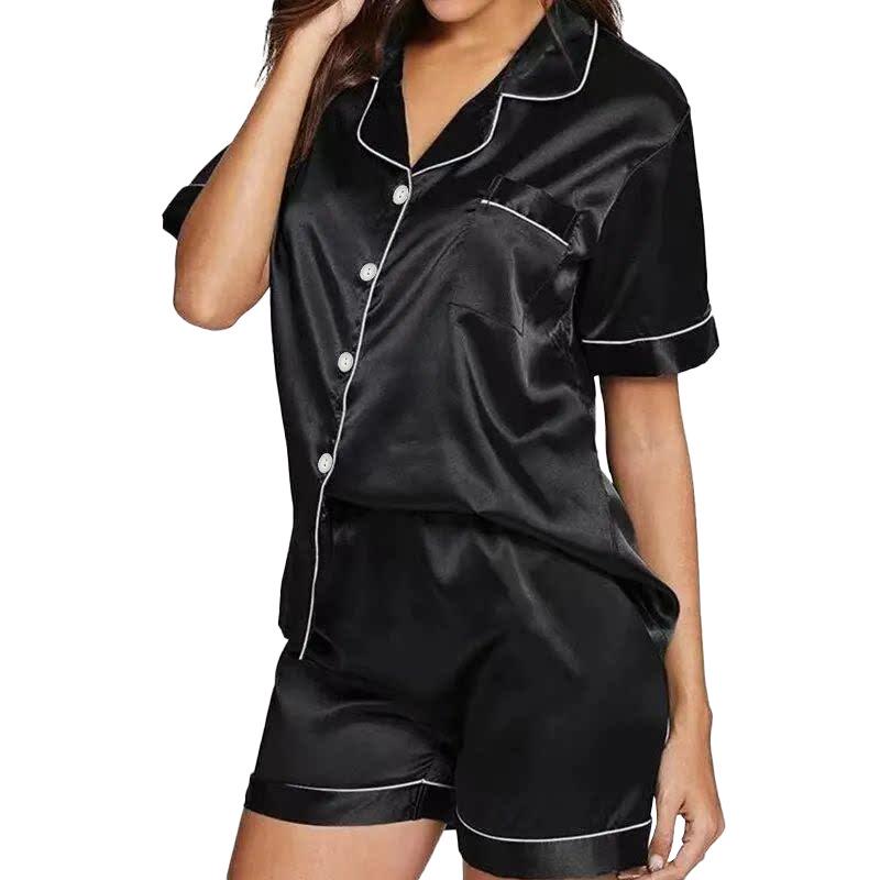 High-End Summer Ice Silk Pajama Set for Women: Sweet, Simple, Short-Sleeved Homewear