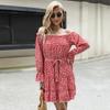 Women's Floral Long-sleeved Off-the-shoulder Shoulder Dress Women