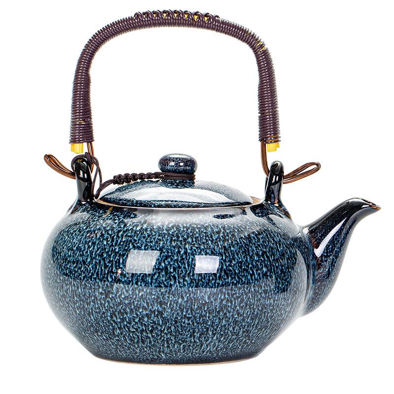 Jian Zhan Tianmu Glaze Ceramic Teapot, Large-Capacity Single-Handle Gongfu Tea Brewer
