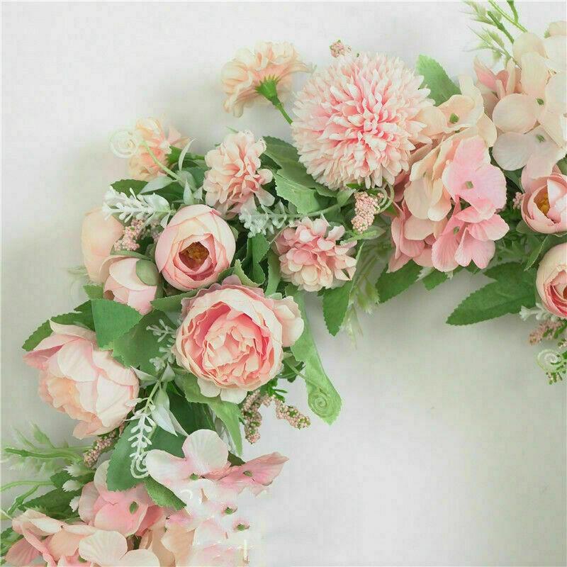Artificial Rose Wreath Flower Garland 40cm Door Wreath Spring Round Wreath