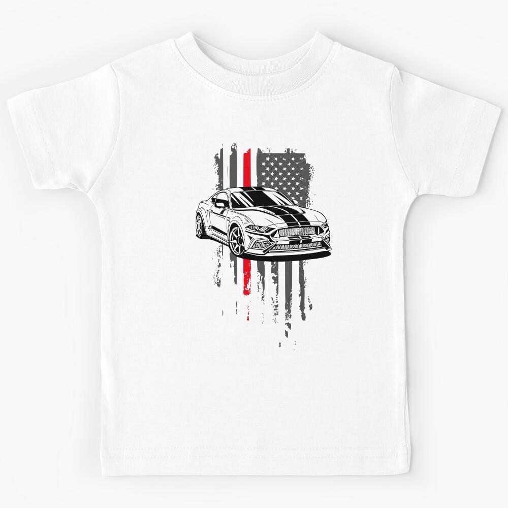 Patriotic American Flag V8 Muscle Car Pony Mustang Kids T-Shirt 140
