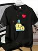 Unisexs Tee Father Son Heart Balloon Cartoon Print Cotton Short Sleeve Male Casual Streetwear Outdoor Daily Basic Fashion Top