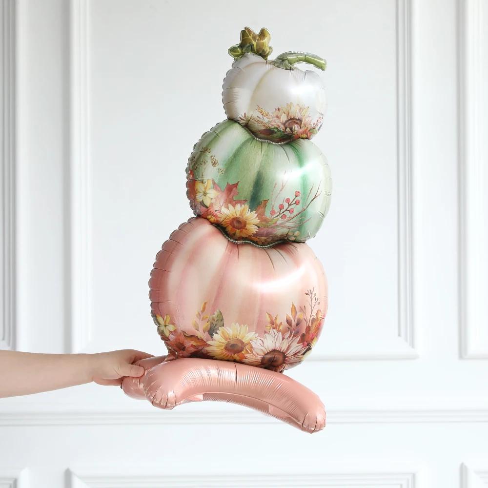 2/1 Stück 4D Stehender Kürbis Ahornblatt Folienballon Herbst Ernte Thanksgiving Halloween Mottoparty Dekoration Herbst Heimzubehör