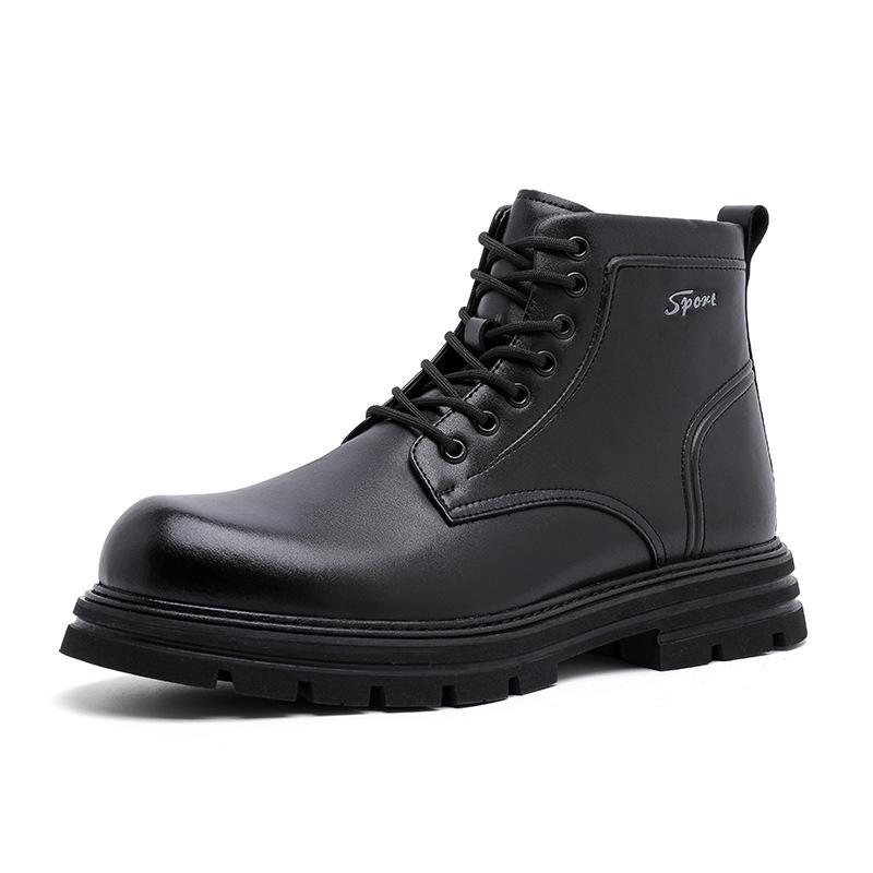 Men's 2025 British Style Retro Leather Boots - Thick Sole, Genuine Leather for Autumn/Winter