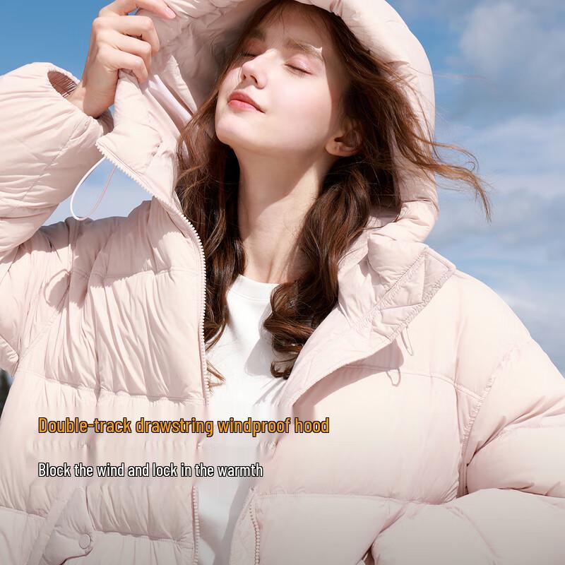 

Sancai 2025 Winter Mid-Length Hooded 90% White Duck Down Jacket