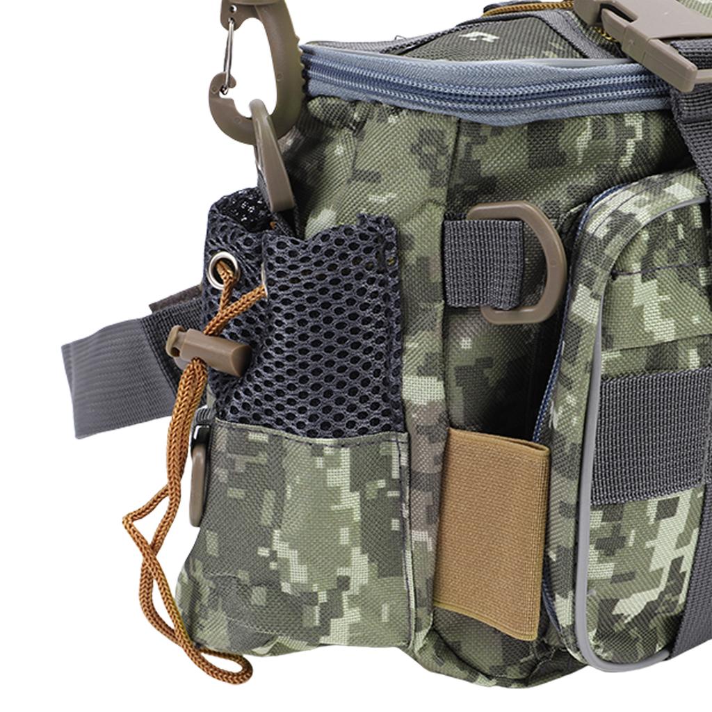 Outdoors Fishing Shoulder Bag Large Capacity Multi-Compartment Gear Storage Design Easy Carry Green